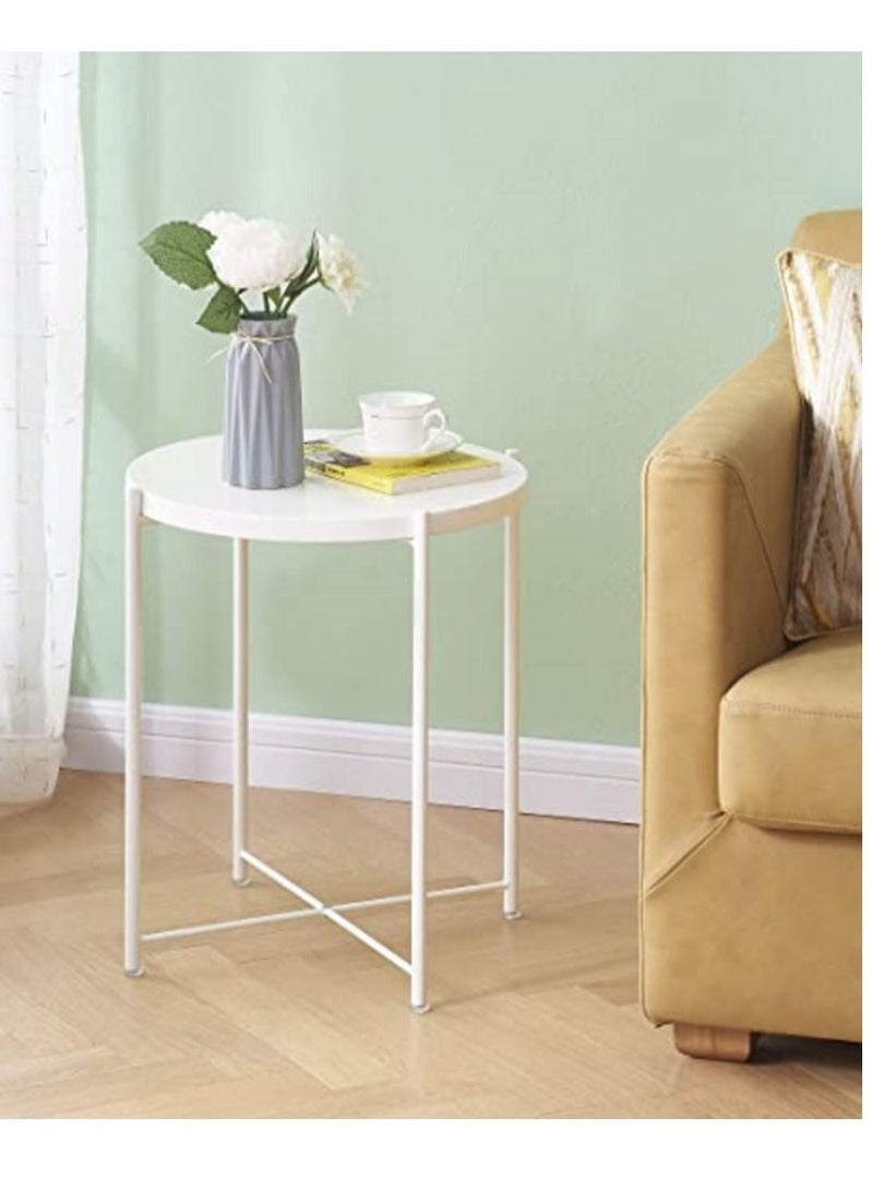 PENG GENERAL Removable and Foldable Round Side Table White - Image 3