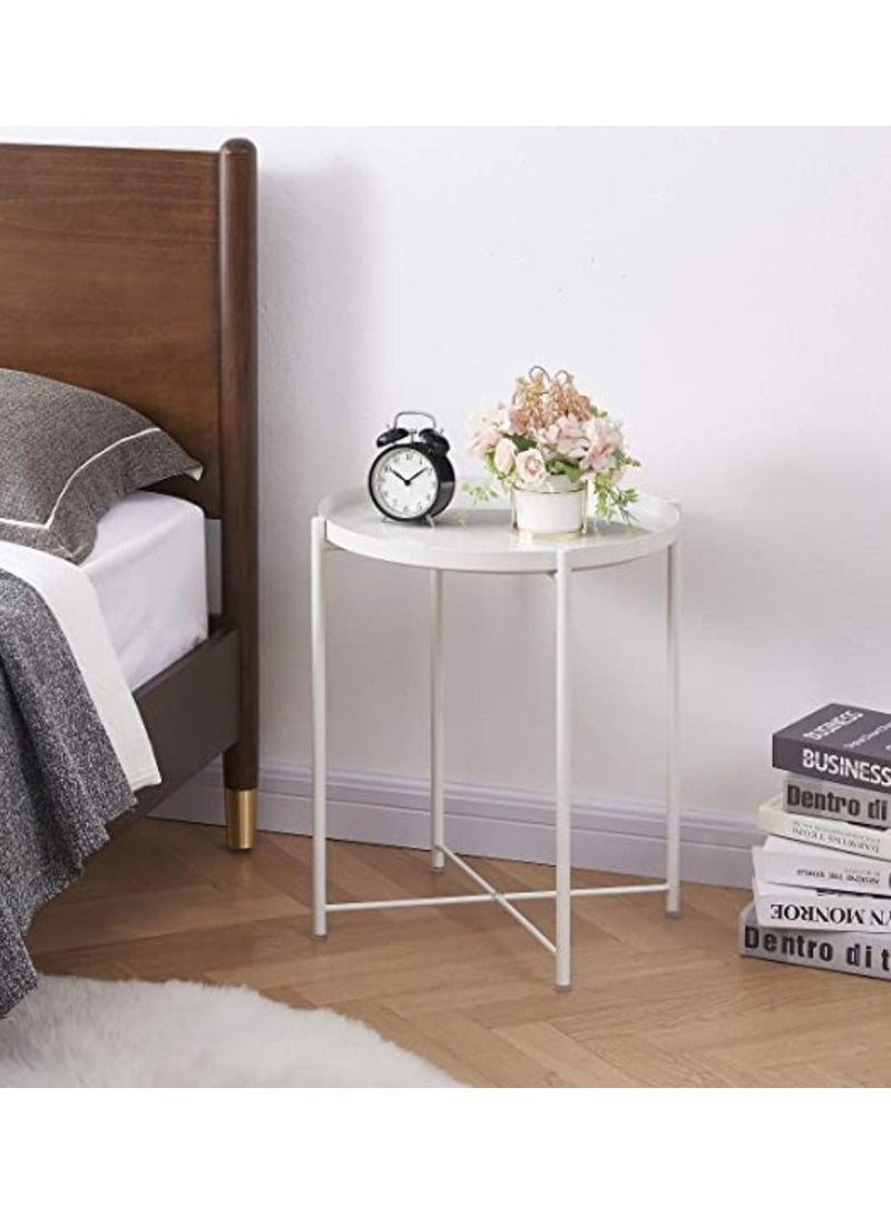 PENG GENERAL Removable and Foldable Round Side Table White - Image 5