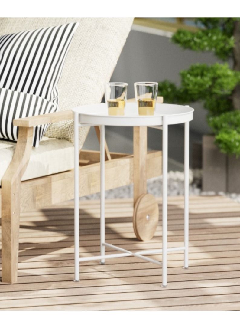 PENG GENERAL Removable and Foldable Round Side Table White - Image 2