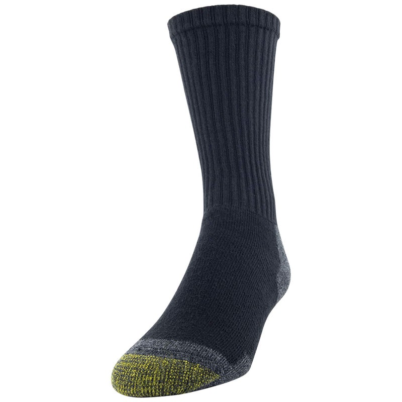 GOLDTOE Men's 656S Cotton Crew Athletic Socks, Multipairs, Black/Grey Work (6-Pairs), Large - Image 2