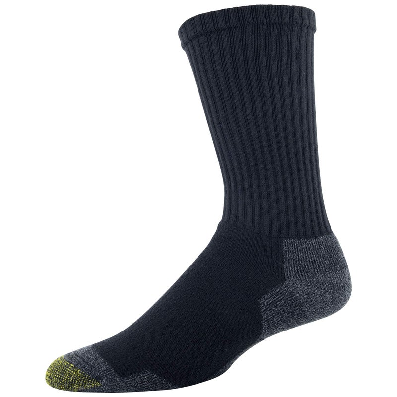 GOLDTOE Men's 656S Cotton Crew Athletic Socks, Multipairs, Black/Grey Work (6-Pairs), Large - Image 3