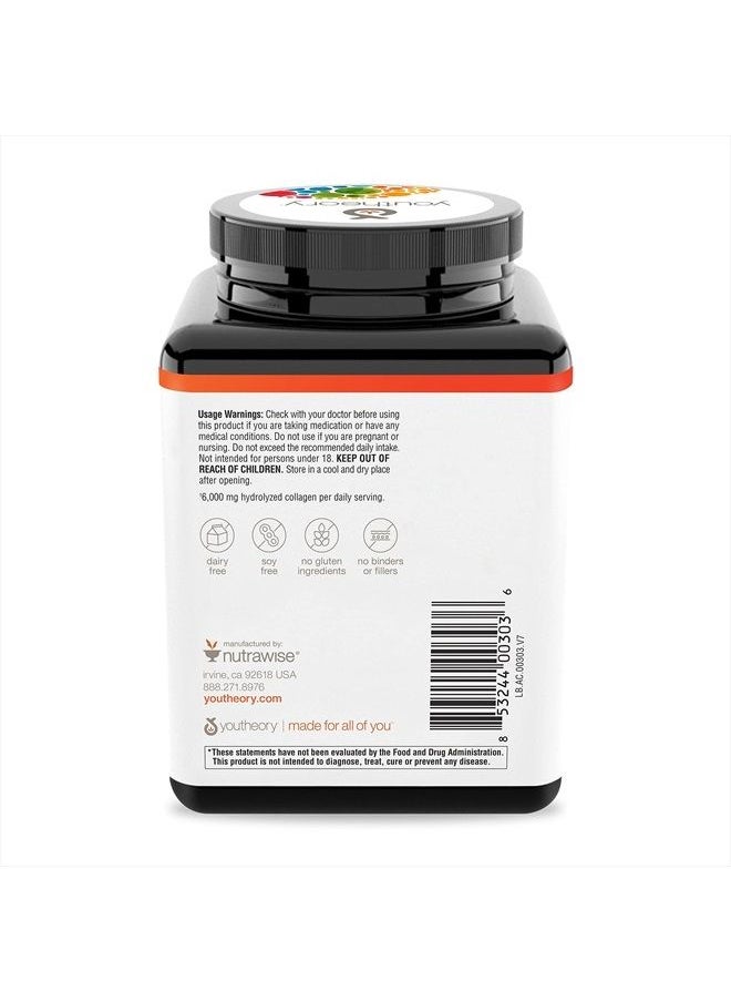 youtheory - Collagen with Vitamin C, Advanced Hydrolyzed Formula for Optimal Absorption, Skin, Hair, Nails and Joint Support, 290 Supplements - Image 1