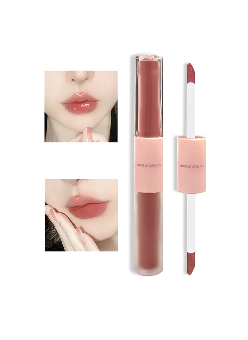 KWOLYKIM - KWOLYKIM 2 In 1 Double Mirror And Matte Lip Gloss Hydrating Lip Gloss with Essential oil Liquid Shine Glossy Lip Tint Hydrated  Fullerlooking Lips LongLasting Sweet Lip Glaze - Image 1