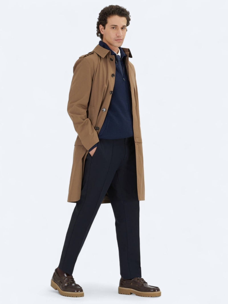 Kip Mink Regular Fit Shirt Collar Casual Weaving Rain Coat - Image 2
