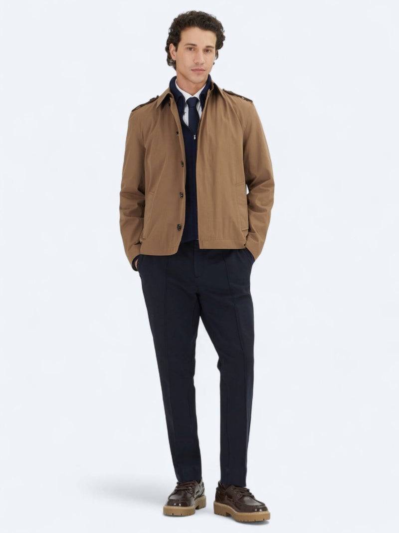Kip Mink Regular Fit Shirt Collar Casual Weaving Rain Coat - Image 4