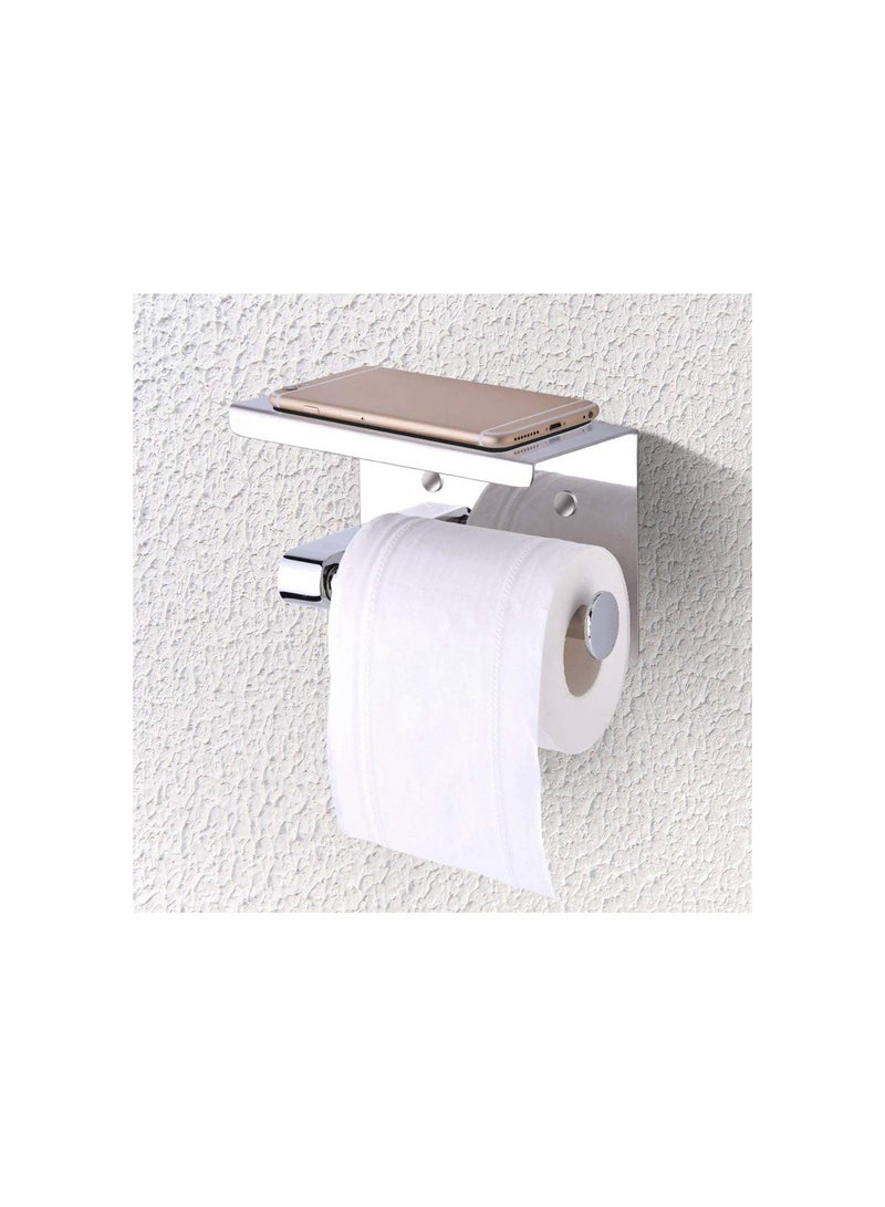 GGOOT Toilet Paper Holder, Wall Mounted SUS 304 Stainless Steel Tissue Paper Roll Holder Bathroom Lavatory Toilet Paper Dispenser for Bathroom Storage - Image 1