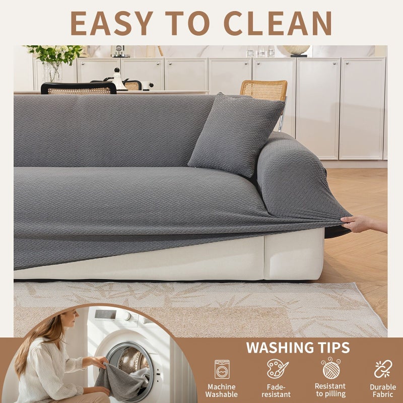 Khaki Outdoor Waterproof Four Seater Sofa Cover 235 300 Cm Adjustable Size Stretch Slipcover With Pillowcase Scratch Resistant For Home Living Room Armchair - Image 5