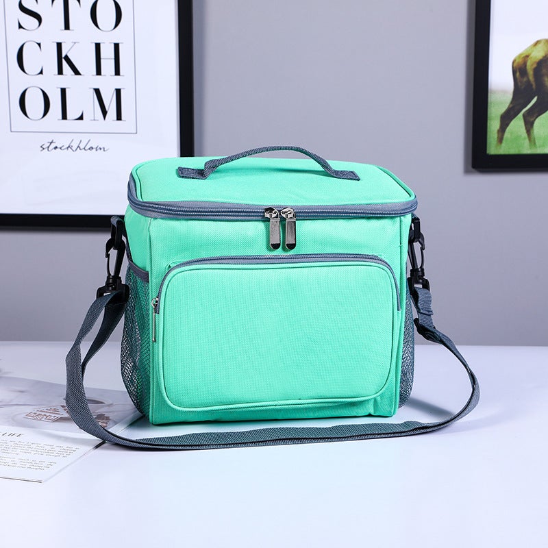 New Insulation Bag Portable Lunch Box Bag Outdoor Picnic Take-out Lunch Bag Shoulder Large Capacity Fresh-keeping Ice Bag Light blue