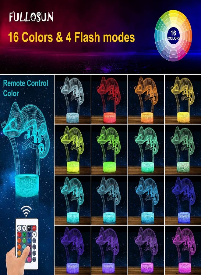 FULLOSUN Chameleon 3D Night Light Lizard Projection LED Lamp Baby Nursery Nightlight for Kids' Room Home Decor Xmas Birthday Gifts with Remote Control 16 Color Changing - Image 2