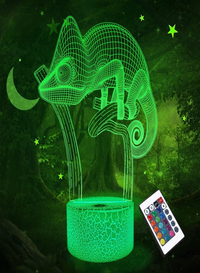 FULLOSUN Chameleon 3D Night Light Lizard Projection LED Lamp Baby Nursery Nightlight for Kids' Room Home Decor Xmas Birthday Gifts with Remote Control 16 Color Changing - Image 1