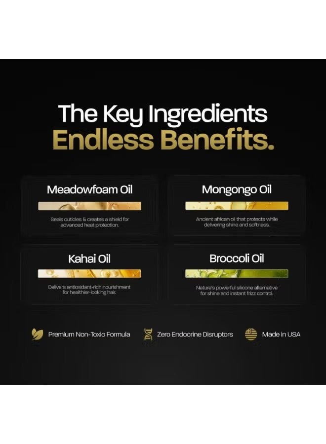 Based Hair Elixir - Weightless Shine Serum with Heat Protection, Controls Frizz & Flyaways, Nourishes with Meadowfoam & Mongongo Oils, Non-Toxic Formula for All Hair Types (1 Fl Oz, Pack of 1) - Image 5