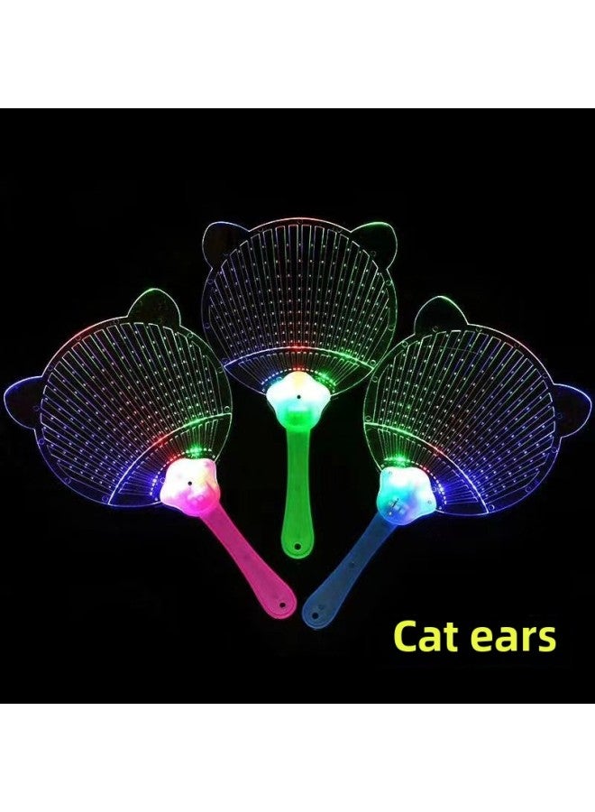Loquat Luminous Fan Summer Night Market Square Stall Hot Supply Luminous Children's Toys Yiwu Small Commodities Stall-Color:Cat Ears - Image 1