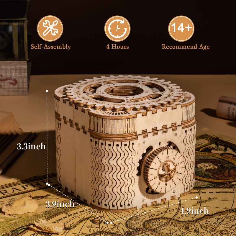 ROBOTIME 3D Wooden Puzzles for Adults, Treasure Box 3D Puzzle Mechanical Ring Box, Gift Choice Hobbies for Brain Teasers Enthusiasts - Image 4
