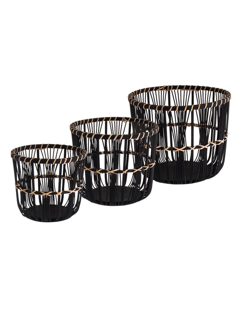 CASA ROSA 3-piece round wooden and bamboo tree stand set with an elegant and modern design  - Image 1