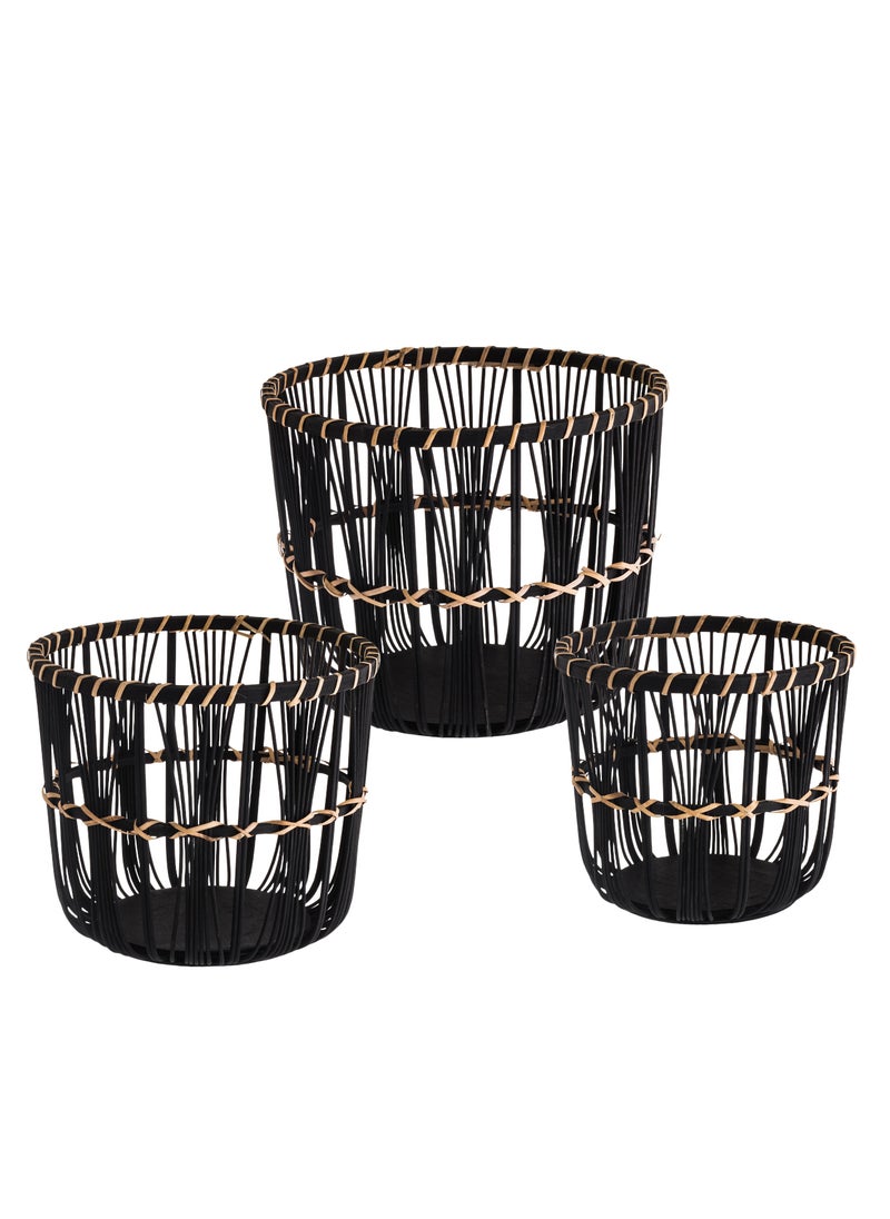 CASA ROSA 3-piece round wooden and bamboo tree stand set with an elegant and modern design  - Image 4
