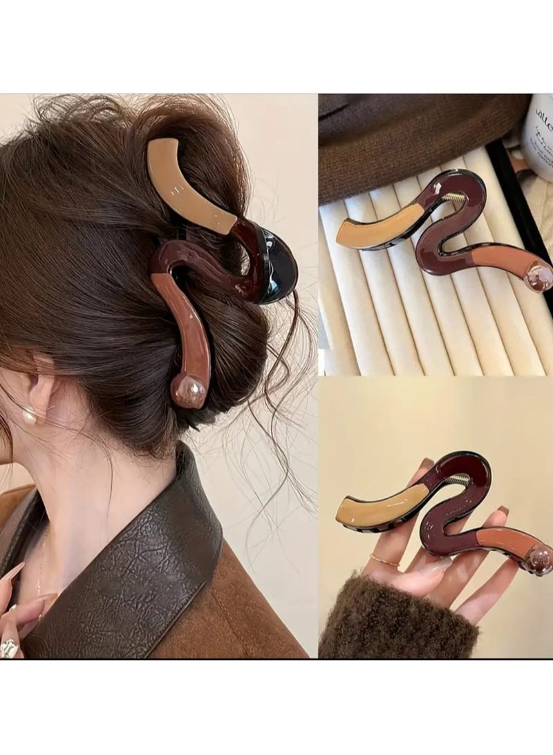BOLREUS Elegant Acrylic Hair Claw for Women, Large Oblong Shape, Cute Wavy Design, Shark Clip for Thick Hair, Hair Claw with Secure Hold, Perfect for Hair Accessories - Image 1