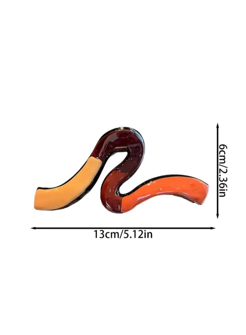 BOLREUS Elegant Acrylic Hair Claw for Women, Large Oblong Shape, Cute Wavy Design, Shark Clip for Thick Hair, Hair Claw with Secure Hold, Perfect for Hair Accessories - Image 3