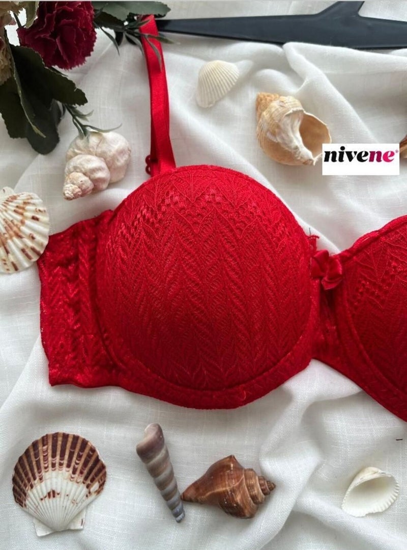 Nivene Strapless Underwire Padded Lace Bra Lotus  - Image 1