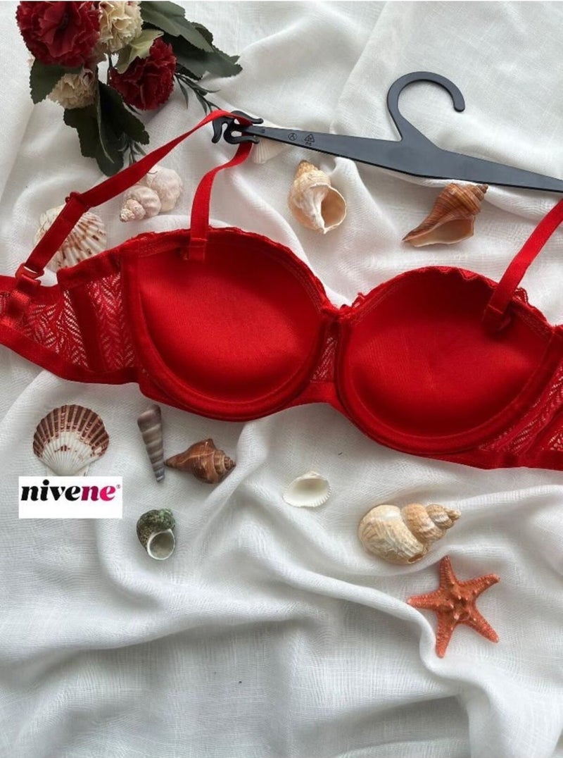 Nivene Strapless Underwire Padded Lace Bra Lotus  - Image 3