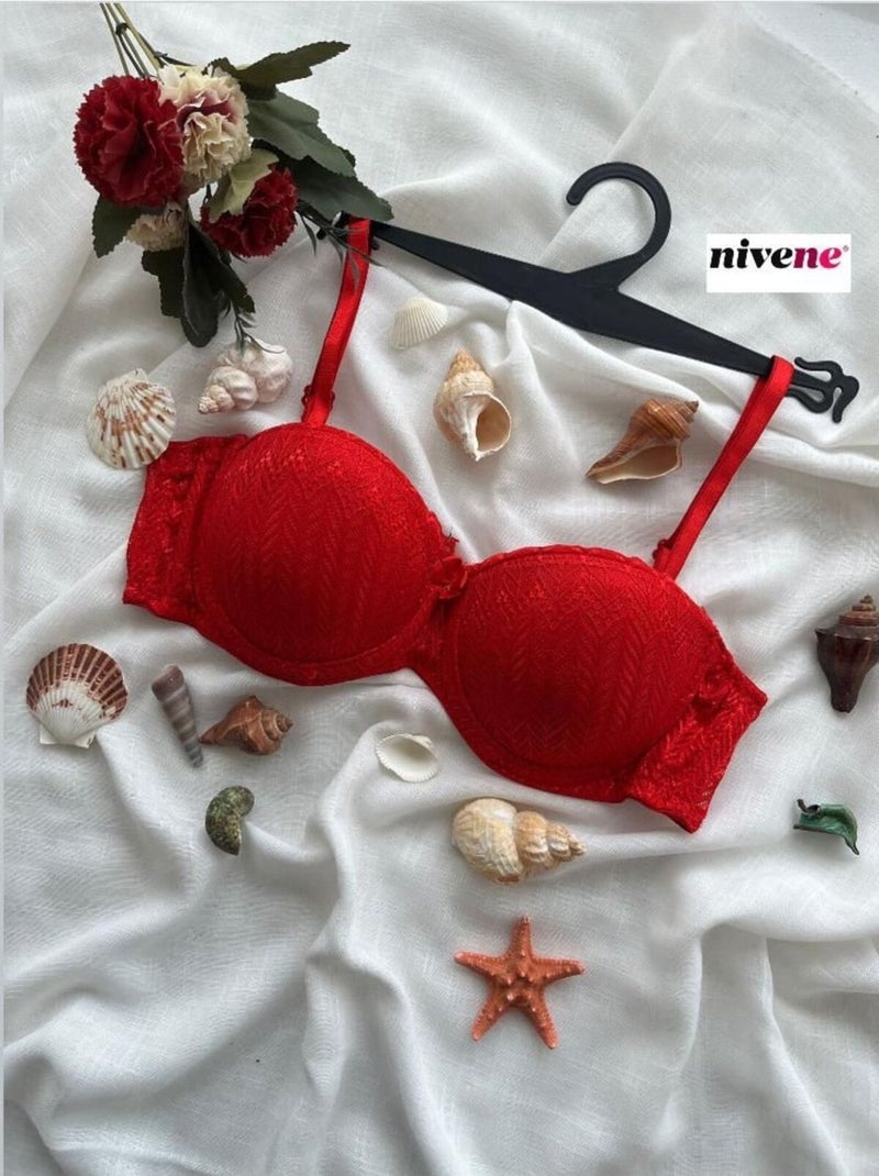 Nivene Strapless Underwire Padded Lace Bra Lotus  - Image 2