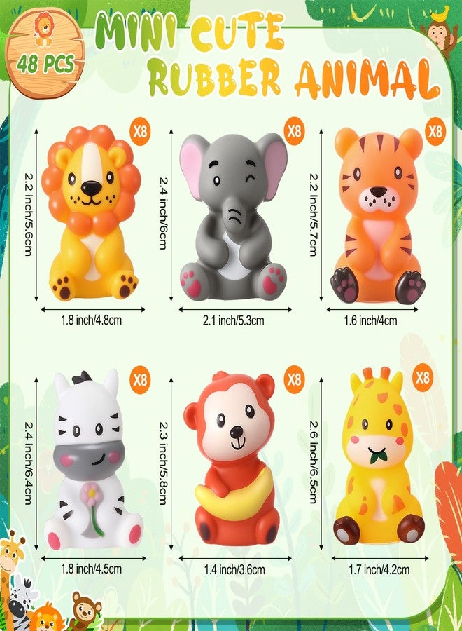 Blueweenly 48 Pcs Rubber Jungle Safari Animal Bulk Zoo Animal Figures Toys Wild Jungle Birthday Party Favors Zebra Elephant Monkey Lion Giraffe Bath Toys for Kids Birthday Baby Shower Classroom Prize - Image 4