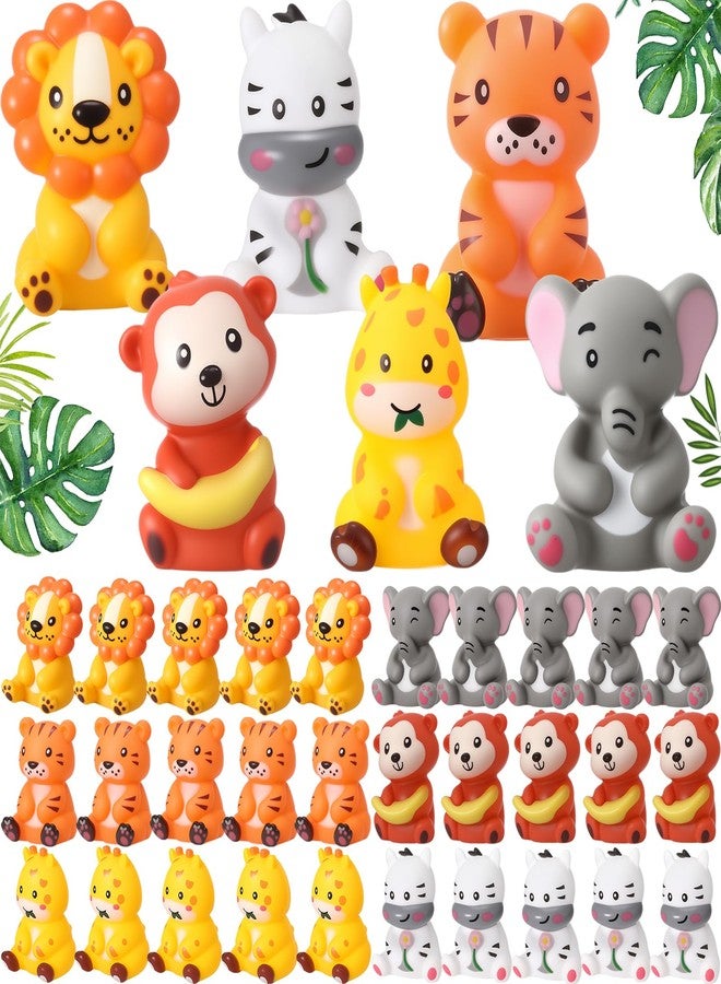 Blueweenly 48 Pcs Rubber Jungle Safari Animal Bulk Zoo Animal Figures Toys Wild Jungle Birthday Party Favors Zebra Elephant Monkey Lion Giraffe Bath Toys for Kids Birthday Baby Shower Classroom Prize - Image 1