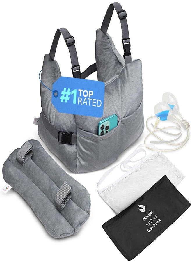 Zomaple Mastectomy Recovery Pillow with Strap, Gel Pack, Seat Belt Cover & Shower Lanyard - Post-Op Essentials, Breast Augmentation/Reduction & Recovery Supplies - Washable Cover for Comfort & Support - Image 1
