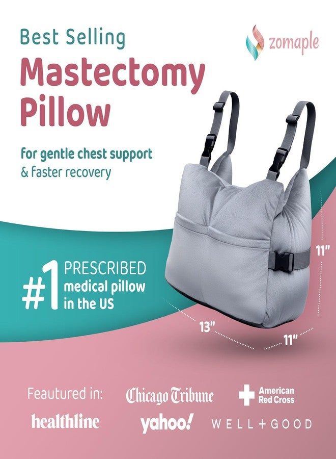 Zomaple Mastectomy Recovery Pillow with Strap, Gel Pack, Seat Belt Cover & Shower Lanyard - Post-Op Essentials, Breast Augmentation/Reduction & Recovery Supplies - Washable Cover for Comfort & Support - Image 2