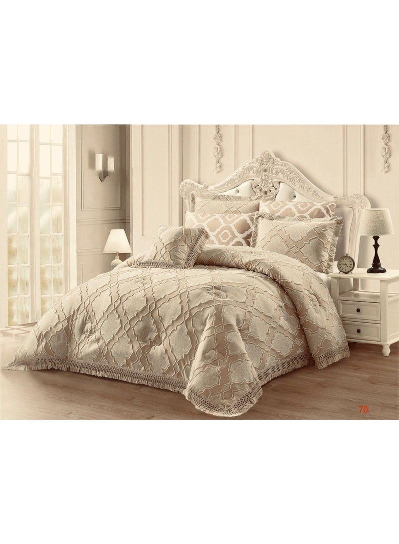 King Size Duvet Set, 6 Piece, Embroidered Design, Duvet 220x240 cm, Fitted Sheet 200x200 cm, Pillow Covers 50x75 cm