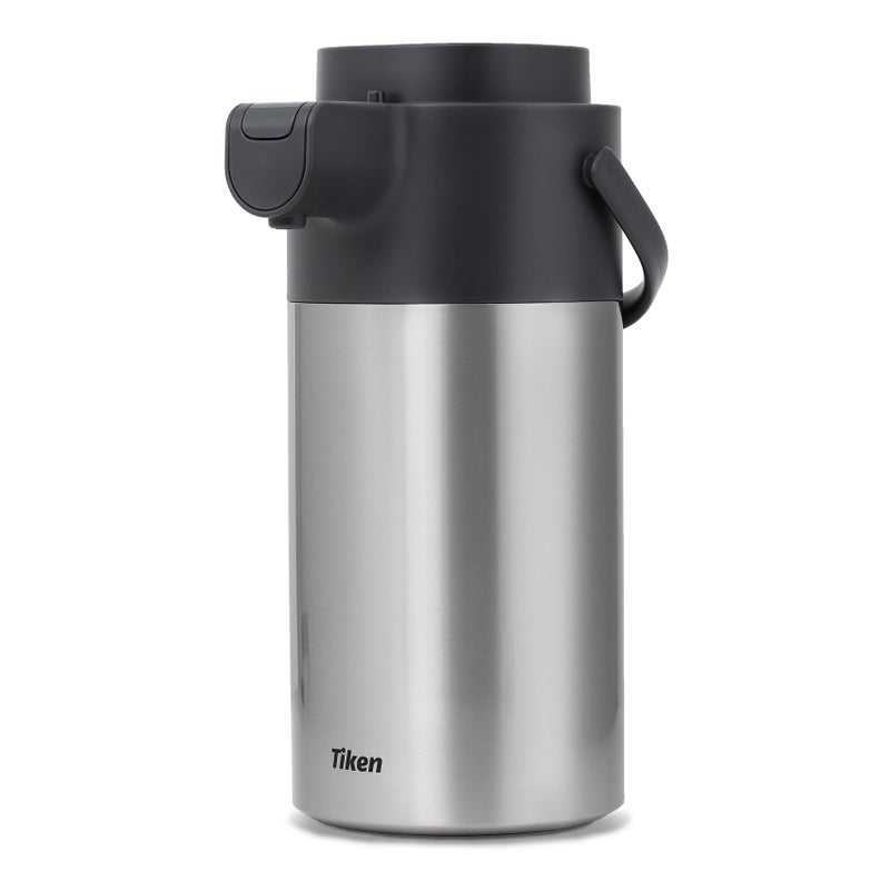 Tiken Tiken Airpot Coffee Dispenser with Pump - 135oz/4L Thermal Coffee Carafes for Hot Beverage - Stainless Steel Insulated Coffee Thermos Carafe, Silver  - Image 1