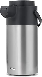 Tiken Tiken Airpot Coffee Dispenser with Pump - 135oz/4L Thermal Coffee Carafes for Hot Beverage - Stainless Steel Insulated Coffee Thermos Carafe, Silver  - Image 4