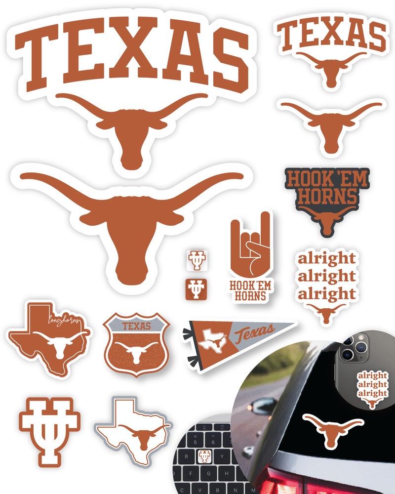PartyKandy University of Texas Stickers for Gift Car Water Bottle Laptop and Phone for UT Football Fans and University Graduates Texas Longhorns - Image 3
