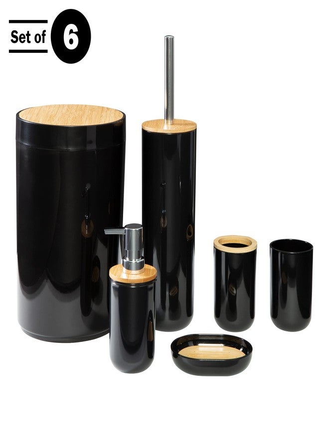 Home-Complete 6-Piece Bathroom Accessories Set - Complete Set with Toilet Brush, Waste Bin, Soap Pump, Soap Dish, Toothbrush Holder and Cup by Home-Complete (Black) - Image 3