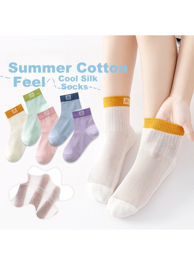 Cotton weapons Cotton Pure Cotton Children's Socks Boys And Girls Students Children 7a Grade Antibacterial And Odor-resistant Mid-tube Mesh Breathable Children's Socks - Image 2
