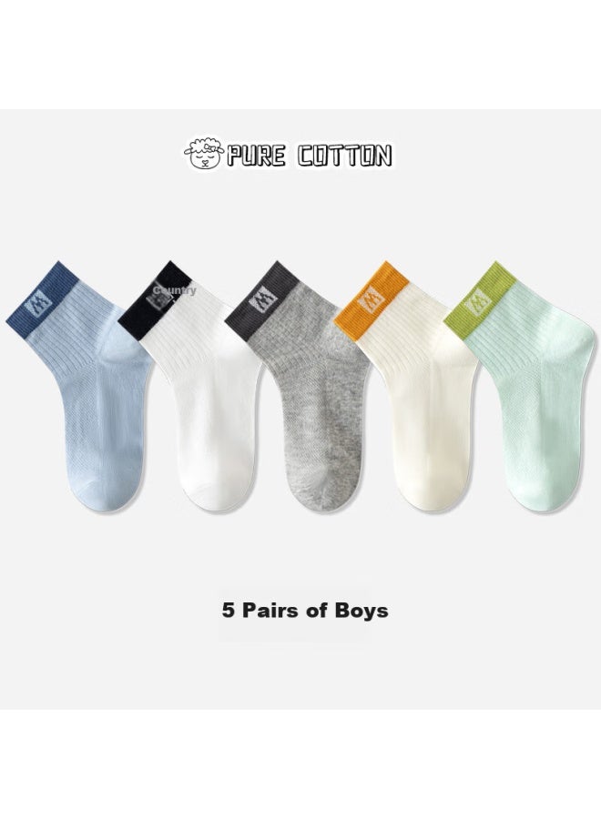 Cotton weapons Cotton Pure Cotton Children's Socks Boys And Girls Students Children 7a Grade Antibacterial And Odor-resistant Mid-tube Mesh Breathable Children's Socks - Image 5