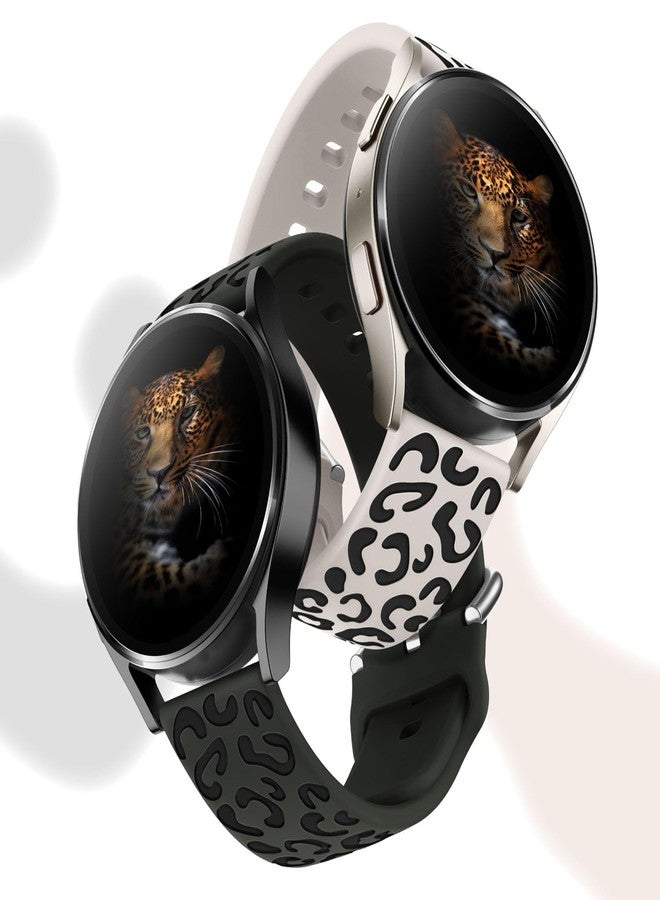 Knossen Leopard Engraved Band Compatible for Samsung Galaxy Watch 7, FE, 6, 5, 4 40mm 44mm, Soft Silicone Replacement Wristband for Galaxy Watch 6 Classic, 4 Classic, 5 Pro, 2-PACK - Image 3