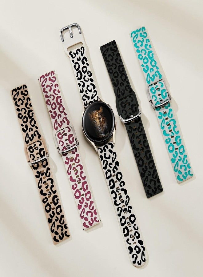 Knossen Leopard Engraved Band Compatible for Samsung Galaxy Watch 7, FE, 6, 5, 4 40mm 44mm, Soft Silicone Replacement Wristband for Galaxy Watch 6 Classic, 4 Classic, 5 Pro, 2-PACK - Image 5