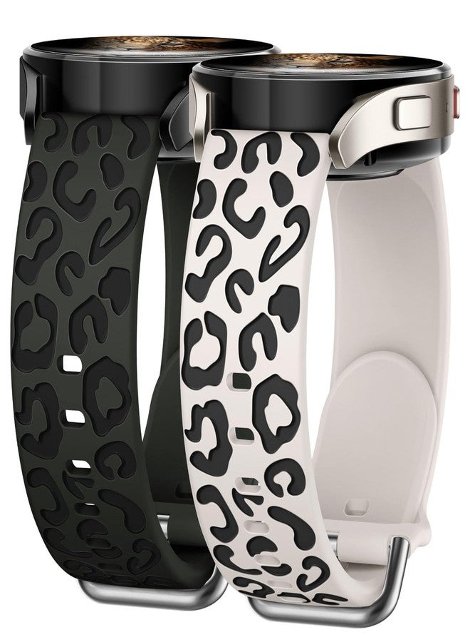Knossen Leopard Engraved Band Compatible for Samsung Galaxy Watch 7, FE, 6, 5, 4 40mm 44mm, Soft Silicone Replacement Wristband for Galaxy Watch 6 Classic, 4 Classic, 5 Pro, 2-PACK - Image 1