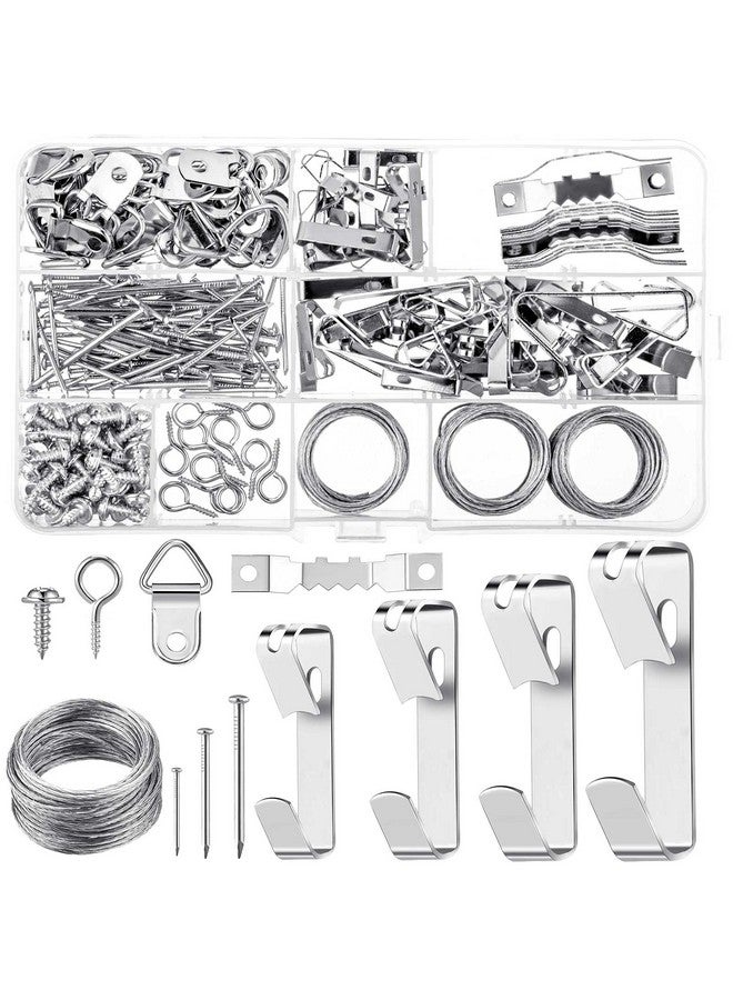 Hotop Assorted Picture Hangers Picture Hanging Kit Wall Hanging Kit 246 Pieces Including Nails Hanging Wire Screw Eyes D Ring Sawtooth For Wall Hanging Hardware Mounting Picture Photo Frames  - Image 1