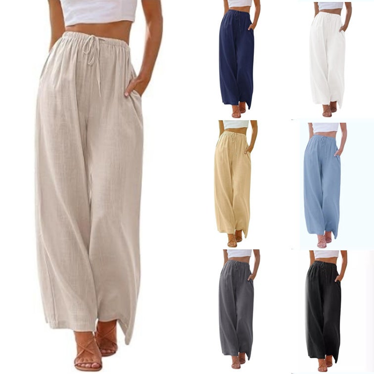 Women'S Loose Casual Pants Trendy Pocket Drawstring Wide Leg All-Match Long Pants - Image 2