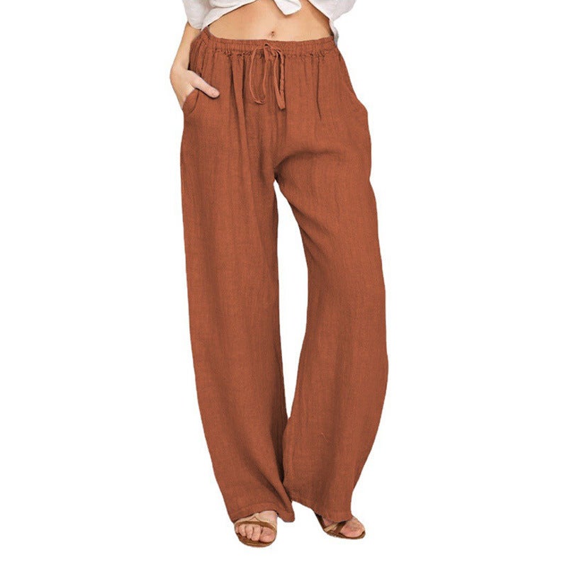 Women'S Loose Casual Pants Trendy Pocket Drawstring Wide Leg All-Match Long Pants - Image 1