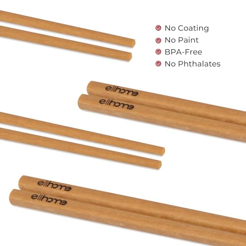 Elihome Premium Wood Fiber Chopsticks, Dishwasher Safe, Heat Resistant, Reusable Japanese Chinese Chopsticks, 26cm/10.25inch, Natural, 8 Pair - Image 3