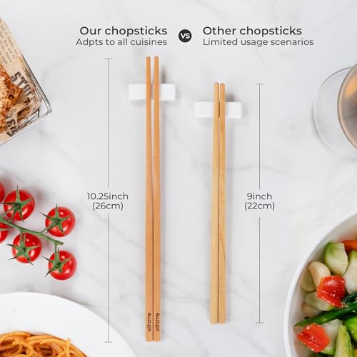 Elihome Premium Wood Fiber Chopsticks, Dishwasher Safe, Heat Resistant, Reusable Japanese Chinese Chopsticks, 26cm/10.25inch, Natural, 8 Pair - Image 5