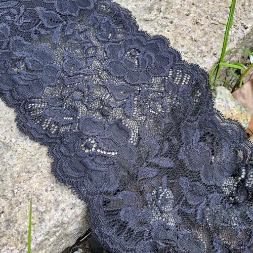 LUMKET Stretch Lace Fabric 6 Inches Wide Lace Trim Ribbon for Bridal Wedding Decorations, Sewing DIY Making and DIY Crafts- 5 Yards - 8198 (Black) - Image 4