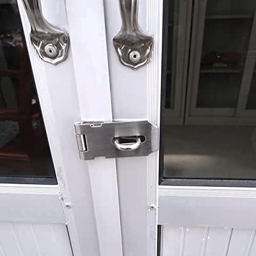 yuntop 2Pcs Stainless Steel Gate Lock Hasp, Safety Packlock Clasp Lock Set for Doors, Cabinets, Closets and More (3inch-Silver) - Image 4