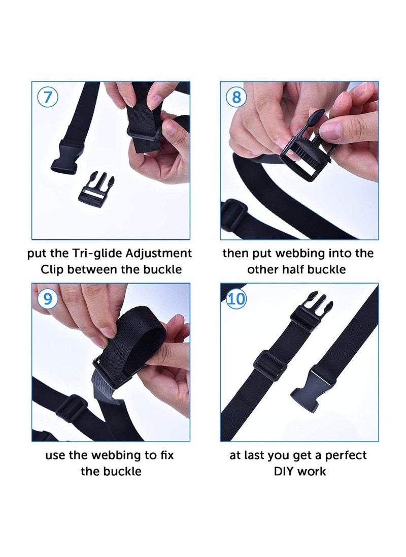 DIY Crafts Diy Crafts CTDIYHI27072 1 Inch Plastic Buckles Kit 11 Yards Nylon Webbing Strap 10 Pack Black  - Image 4