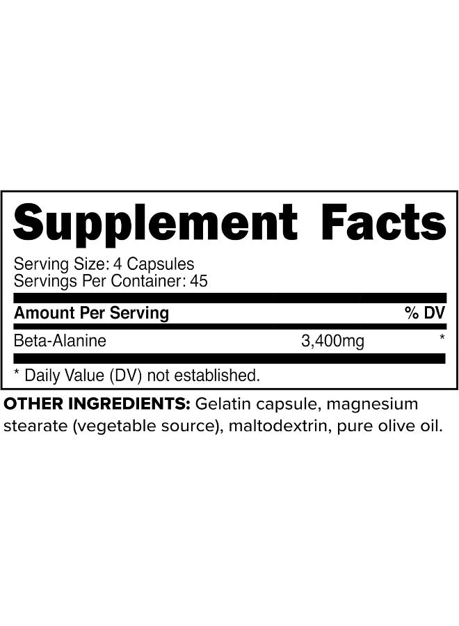 Primaforce Beta Alanine Capsules 3,400mg, 180 Capsules (45 Servings) - Potent Beta-Alanine Supplement - Image 2