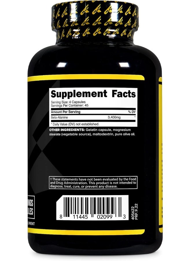 Primaforce Beta Alanine Capsules 3,400mg, 180 Capsules (45 Servings) - Potent Beta-Alanine Supplement - Image 4
