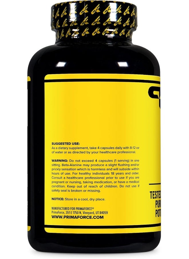 Primaforce Beta Alanine Capsules 3,400mg, 180 Capsules (45 Servings) - Potent Beta-Alanine Supplement - Image 3