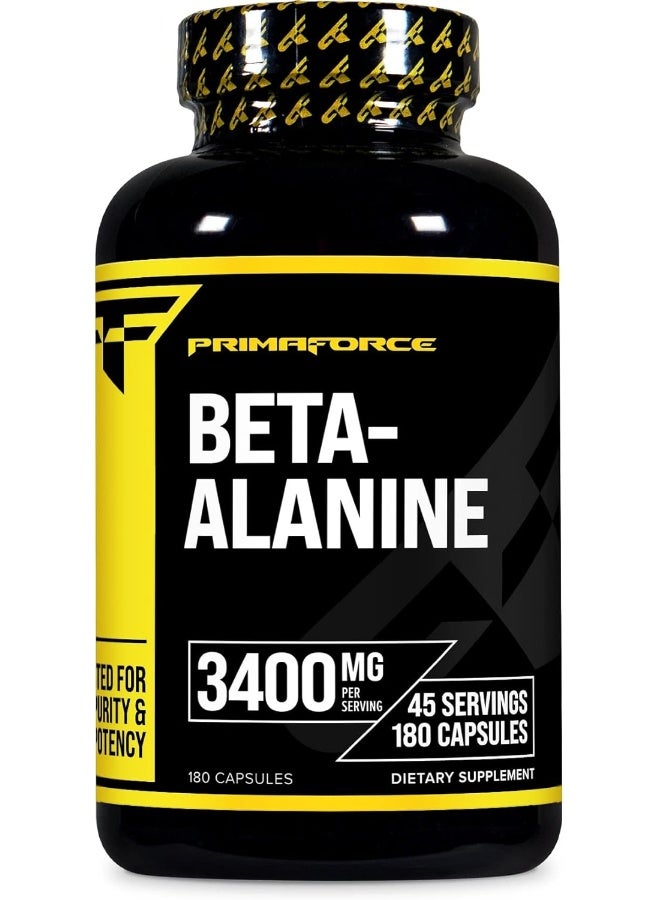 Primaforce Beta Alanine Capsules 3,400mg, 180 Capsules (45 Servings) - Potent Beta-Alanine Supplement - Image 1